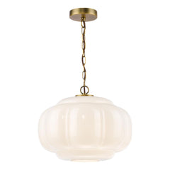 Sumitra Large Pendant Antique Bronze and Opal Glass