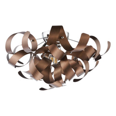 Swash 4 Light Flush Polished Chrome With Copper Ribbons