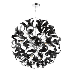 Swash 12 Light Pendant Polished Chrome With Black Ribbons