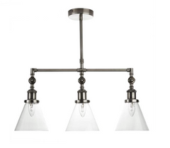 Laura Ashley Isaac 3 Light Bar Island Pendant Satin Nickel