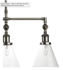 Laura Ashley Isaac 3 Light Bar Island Pendant Satin Nickel