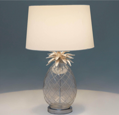 Laura Ashley Pineapple Table Lamp Clear Cut Glass & Brushed Chrome With Shade