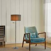 Laura Ashley Marlowe Swing Arm Floor Lamp Polished Nickel with Shade