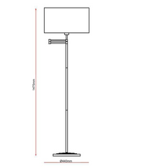 Laura Ashley Marlowe Swing Arm Floor Lamp Polished Nickel with Shade
