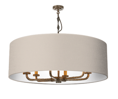 David Hunt Lighting Sloane 6LT Drum Shade Antique Brass Pendant SLO8600