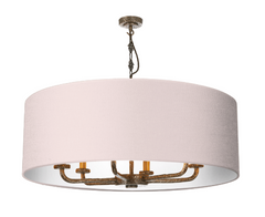 David Hunt Lighting Sloane 6LT Drum Shade Antique Brass Pendant SLO8600
