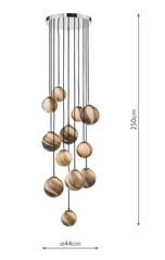 Mikara 12 lt Cluster 2.5m with Marble Effect Glass Dar Lighting MIK1250