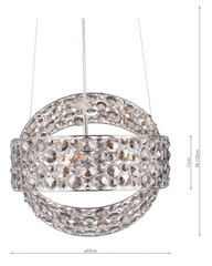 Sewanee 3 Light Pendant Smoked Crystal Polished Chrome Dar Lighting