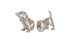 Silver Metal Sausage Dog Book Ends