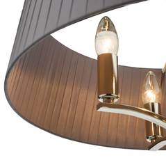 Cristin 4 Light Pendant Polished Nickel With Grey Ribbon Shade CRI0439