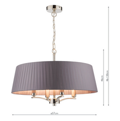 Cristin 4 Light Pendant Polished Nickel With Grey Ribbon Shade CRI0439