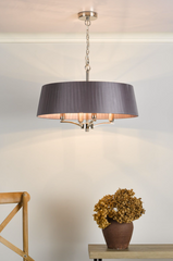 Cristin 4 Light Pendant Polished Nickel With Grey Ribbon Shade CRI0439