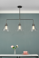 Ray 3 Light Bar Pendant Antique Nickel Clear Glass dar lighting