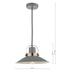 Liden 1 Light Single Pendant Graphite Copper dar lighting