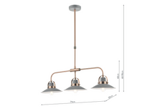 Liden 3 Light Bar Pendant Graphite Copper Dar Lighting