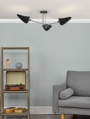 Sebastian 3 Light Semi Flush Matt Black Polished Chrome dar lighting