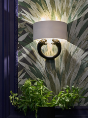 Panther wall light by David hunt Lighting shown inset with silver grey shade
