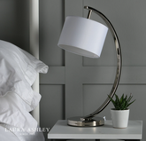 Laura Ashley Noah Brushed Chrome 1 Light Table Lamp With White Shade
