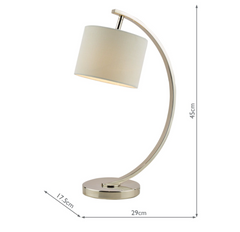 Laura Ashley Noah Brushed Chrome 1 Light Table Lamp With White Shade