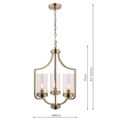 Laura Ashley Joseph Antique Brass 3 Light Chandelier