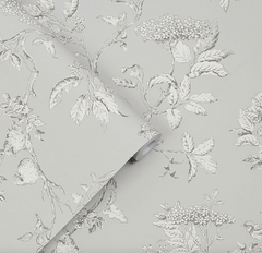 Laura Ashley Elderwood Wallpaper Steel 113347