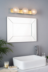 Laura Ashley Prague 3lt Wall or Ceiling Light Glass Satin Brass IP44