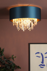 Hurley 4 Light Flush With Bespoke Shade & Crystal Droppers