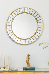 Laura Ashley Small Clemence Round Mirror Gold Leaf 50cm