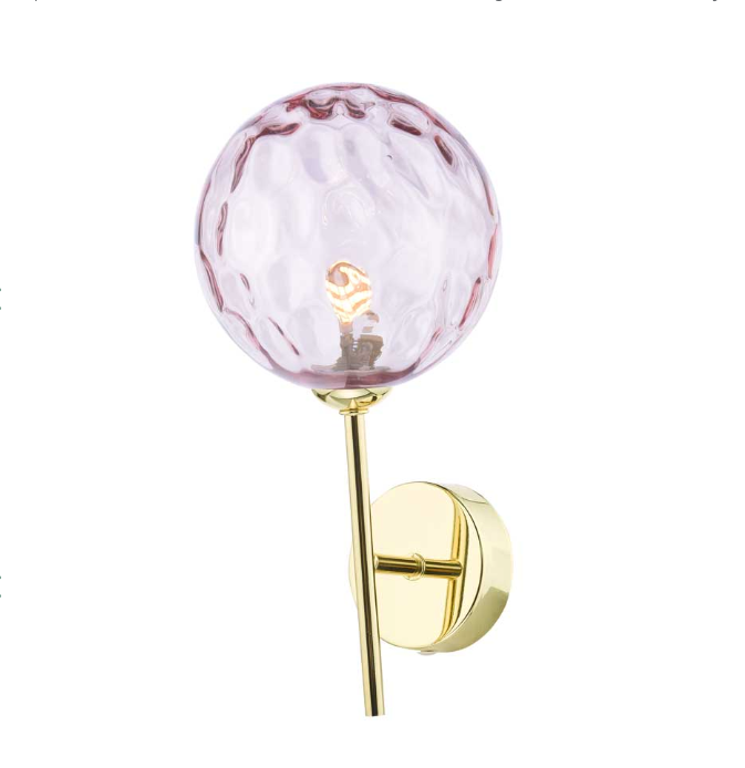 Cohen Wall Light Polished Gold Pink Glass