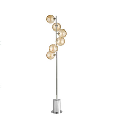 Spiral 6 Light Floor Lamp Polished Chrome Champagne Glass