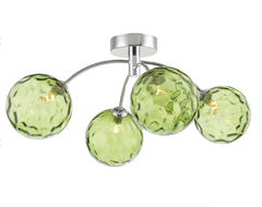 Izzy 4 Light Semi Flush Polished Chrome Green Glass Dar Lighting