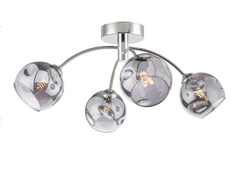 Izzy 4 Light Semi Flush Polished Chrome Smoked Organic Glass Dar Lighting