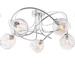 Onawa 5 Light Semi Flush Polished Chrome Champagne Organic Glass