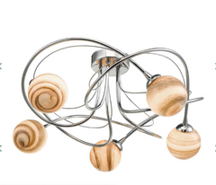 Onawa 5 Light Semi Flush Polished Chrome Planet Glass