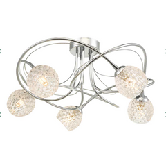 Onawa 5 Light Semi Flush Polished Chrome Dimpled Glass