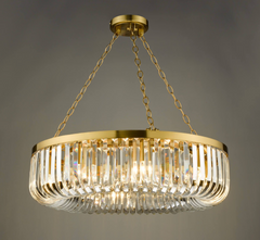 Sigourney 8 Light Pendant Satin Gold and Crystal