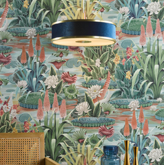 Alvaro 3 Light Single Pendant Brushed Brass and Blue Shade