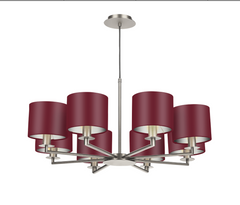 The Light Shade Studio Rex 8 Light Pendant Satin Nickel With Bespoke Shades