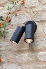 Ortega Outdoor 2 Light Spotlight Matt Black IP65