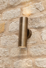 Ortega Outdoor 2 Light Wall Light Natural Brass IP65