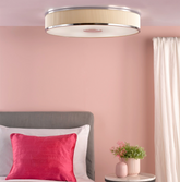 Alvaro 6 Light Flush Polished Chrome With Ivory Shade