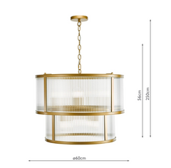 Bianka 6 Light Pendant Bronze and Ribbed Glass