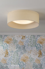 Laura Ashley Buckenham 2 Light Flush Rattan and White Frosted Acrylic