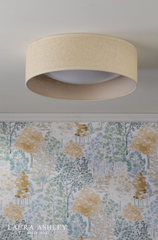 Laura Ashley Buckenham 2 Light Flush Rattan and White Frosted Acrylic