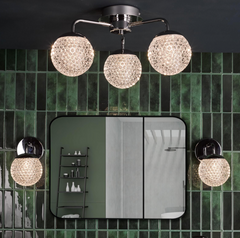 Teva 3 Light Semi-Flush Polished Chrome and Faceted Acrylic IP44