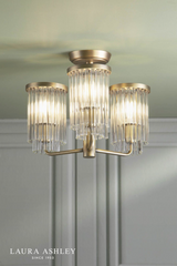 Laura Ashley Hilcote 3 Light Semi-Flush Matt Antique Brass and Glass