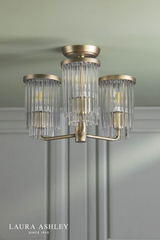 Laura Ashley Hilcote 3 Light Semi-Flush Matt Antique Brass and Glass