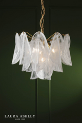 Laura Ashley Stannington 4 Light Pendant Matt Antique Brass and White Glass