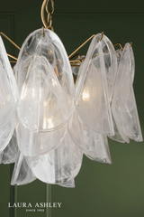 Laura Ashley Stannington 4 Light Pendant Matt Antique Brass and White Glass