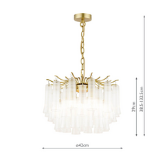 Laura Ashley Penlee 4 Light Pendant Matt Antique Brass and Ribbed Glass